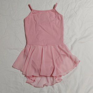 PrimaSoft Pink Adjustable Pinch Neck Skirted Camisole Leotard Petite